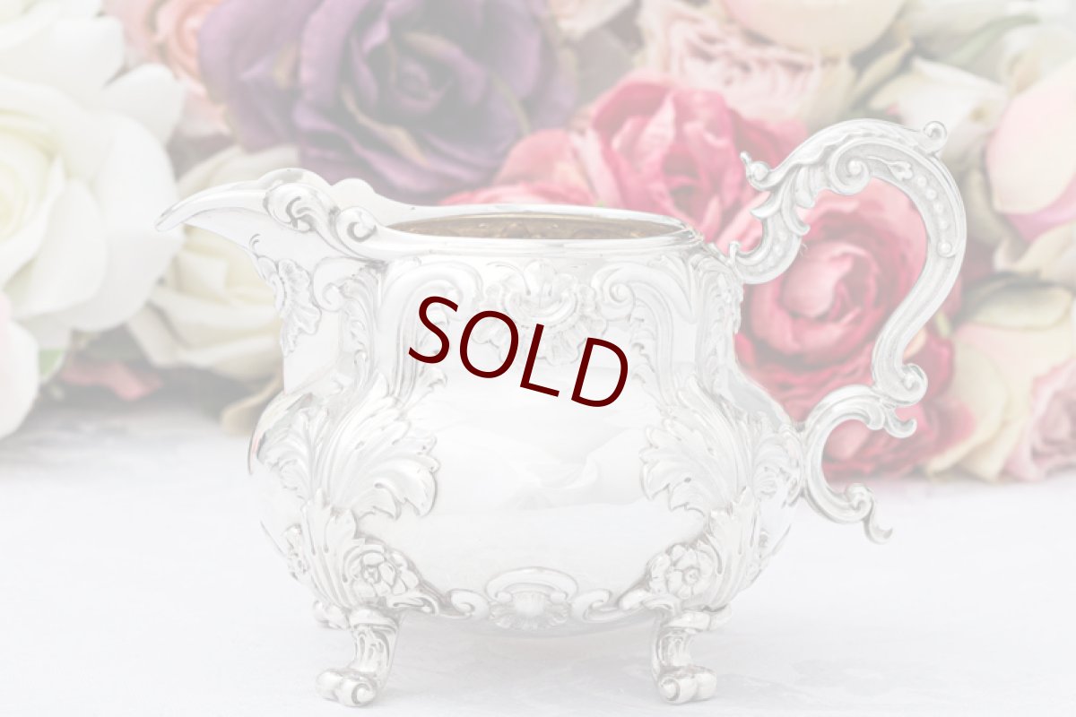 画像12: アンティークシルバー、アンティーク銀器、純銀製(925) 1839年  ヴィクトリア時代時代初期アカンサス紋様　ティー 3点セット (12)