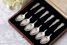 画像1: アンティークシルバー、アンティーク銀器  純銀製（925）1886年 ヴィクトリアン　スプーン6本 セット  (1)