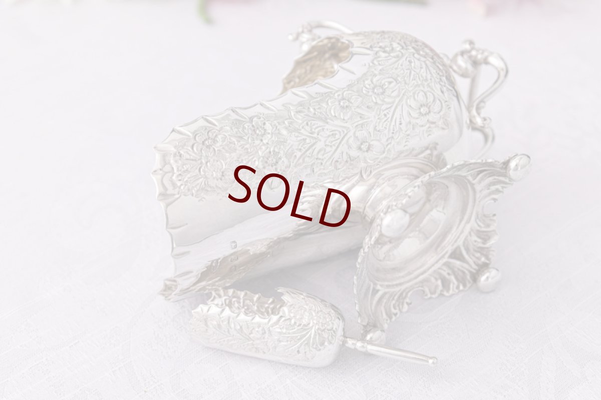 画像8: アンティークシルバー、アンティーク銀器、1899年 Walker & Hall コールバケツ型 スコップ付き　シュガーポット (8)