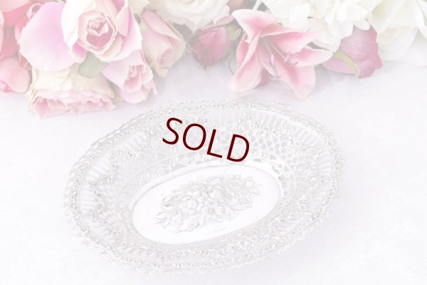画像5: アンティークシルバー、アンティーク銀器、純銀製（925）フラワーバスケット、薔薇とお花のガーランド ロココスタイル　ボンボンディッシュ