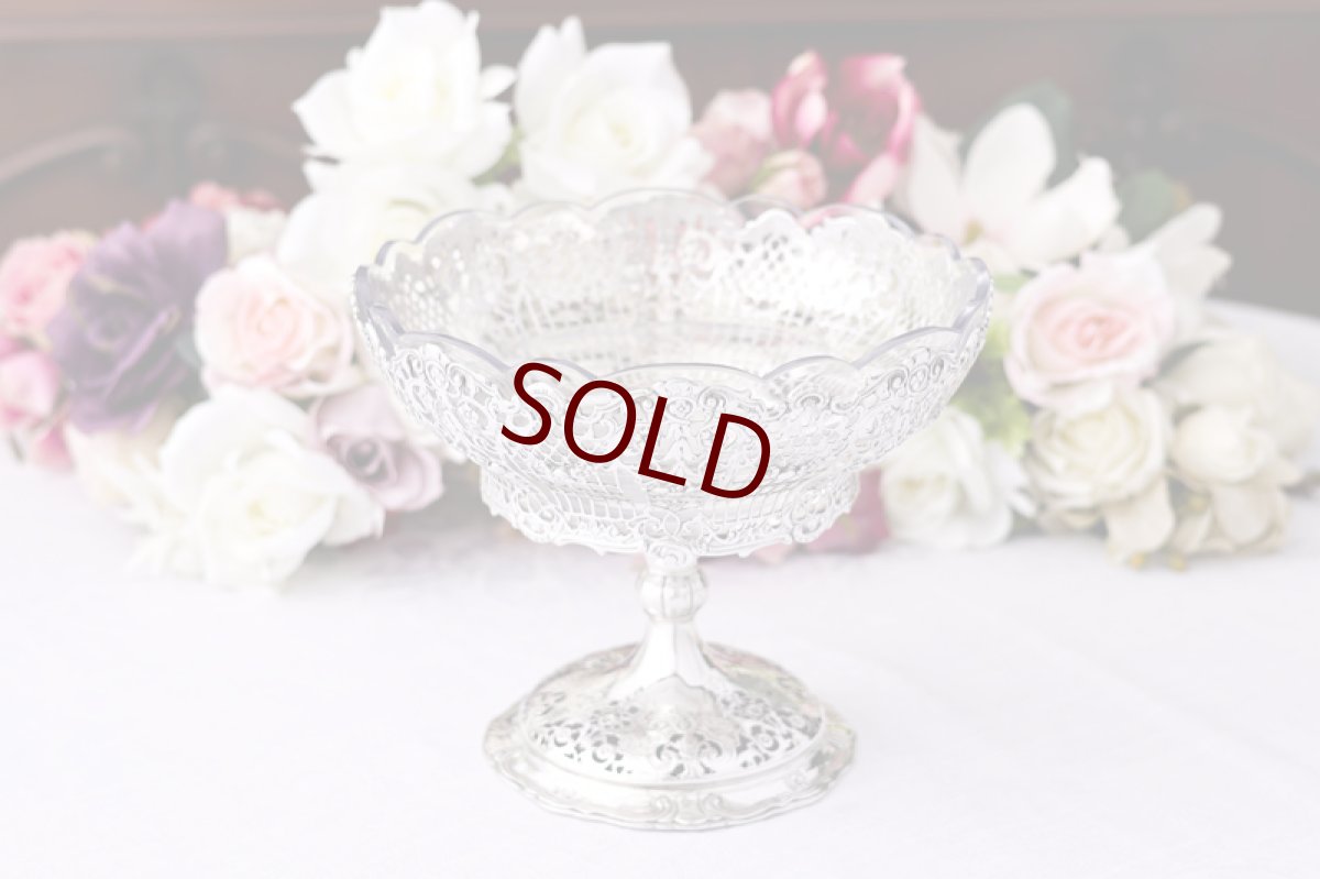 画像6: アンティークシルバー、アンティーク銀器、 純銀製 薔薇とお花のガーランド 透かし細工 ロココスタイル コンポート (6)