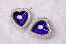 画像4: アンティークシルバー、アンティーク銀器純銀（925）すごくかわいいハート形ソルト＆ペッパー (4)