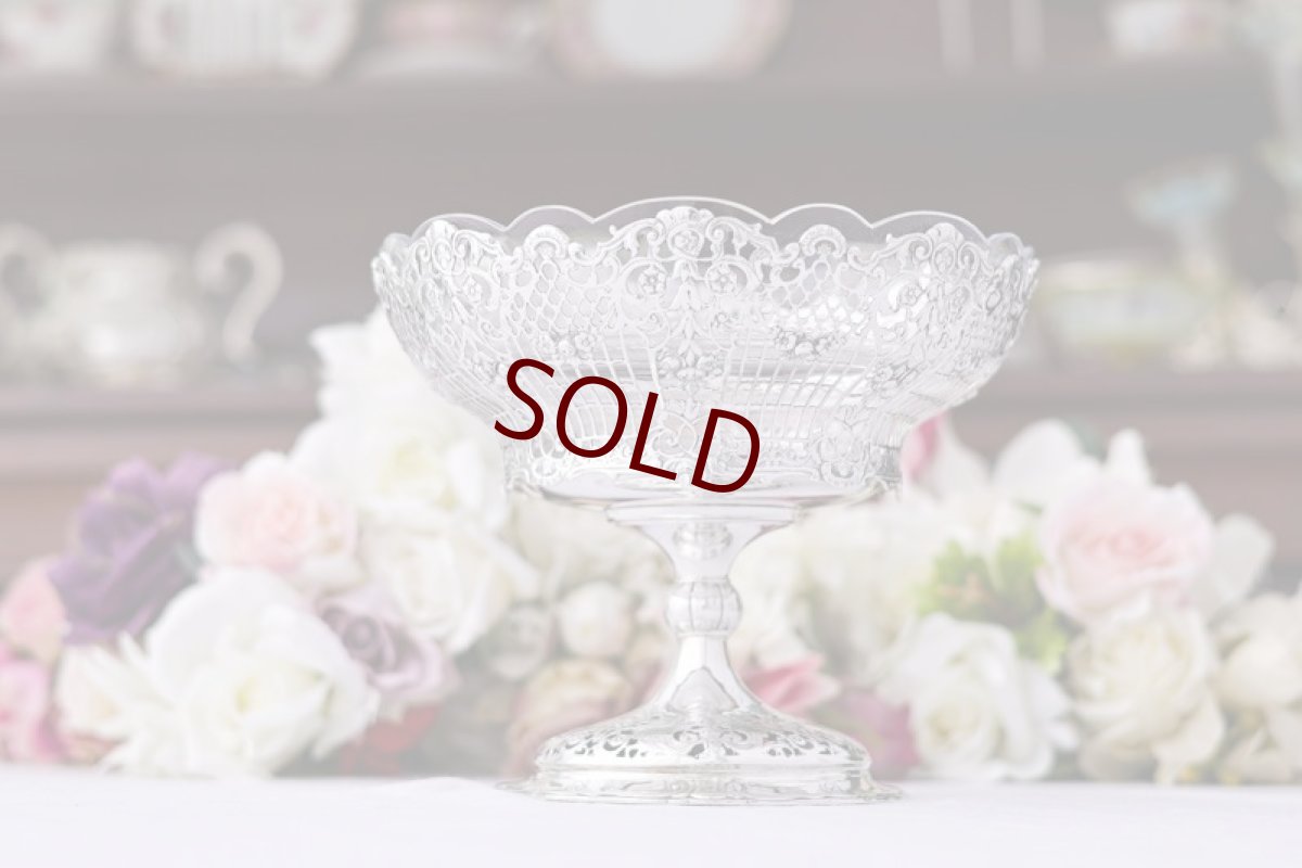 画像5: アンティークシルバー、アンティーク銀器、 純銀製 薔薇とお花のガーランド 透かし細工 ロココスタイル コンポート (5)