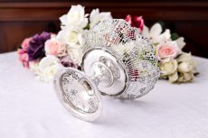 画像7: アンティークシルバー、アンティーク銀器、 純銀製 薔薇とお花のガーランド 透かし細工 ロココスタイル コンポート (7)