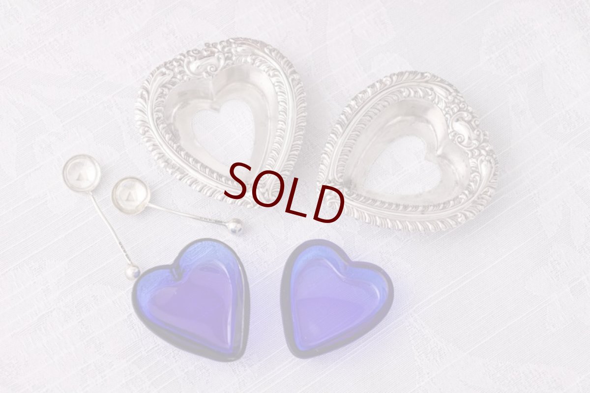 画像5: アンティークシルバー、アンティーク銀器純銀（925）すごくかわいいハート形ソルト＆ペッパー (5)