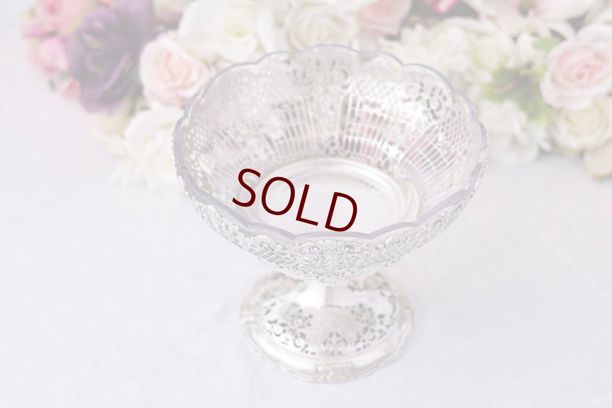 画像3: アンティークシルバー、アンティーク銀器、 純銀製 薔薇とお花のガーランド 透かし細工 ロココスタイル コンポート (3)