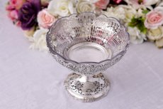 画像3: アンティークシルバー、アンティーク銀器、 純銀製 薔薇とお花のガーランド 透かし細工 ロココスタイル コンポート (3)