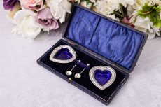 画像1: アンティークシルバー、アンティーク銀器純銀（925）すごくかわいいハート形ソルト＆ペッパー (1)