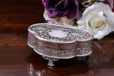 画像8: アンティークシルバー、アンティーク銀器、純銀製（925）1919年  ハンドカット透かし細工 小鳥とお花のポプリケース (8)