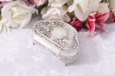 画像4: アンティークシルバー、アンティーク銀器、純銀製（925）1919年  ハンドカット透かし細工 小鳥とお花のポプリケース (4)