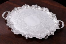画像12: アンティークシルバー、アンティーク銀器、純銀製(925) 1885年 希少特級  美彫刻 バーナード  大型脚付きトレイ (12)