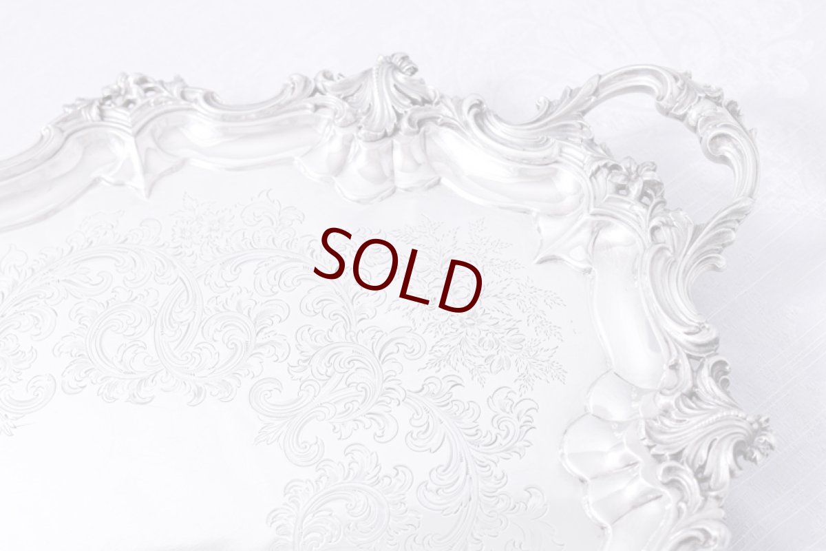 画像5: アンティークシルバー、アンティーク銀器、純銀製(925) 1885年 希少特級  美彫刻 バーナード  大型脚付きトレイ (5)