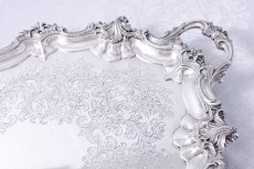 画像5: アンティークシルバー、アンティーク銀器、純銀製(925) 1885年 希少特級  美彫刻 バーナード  大型脚付きトレイ (5)