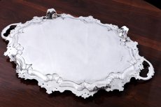 画像11: アンティークシルバー、アンティーク銀器、純銀製(925) 1885年 希少特級  美彫刻 バーナード  大型脚付きトレイ (11)