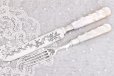 画像12: アンティークシルバー　アンティーク銀器　シルバープレート製　Walker & Hall　白蝶貝ハンドル　手彫り　デザートカトラリー12組セット