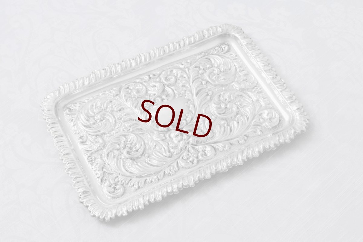 画像7: アンティークシルバー　アンティーク銀器　シルバープレート 製　長方形　ヴァニティートレイ (7)