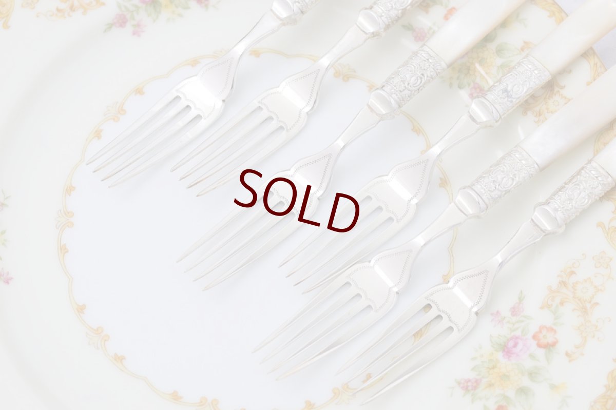 画像3: アンティークシルバー　アンティーク銀器　ヴィクトリア時代後期　白蝶貝　デザートフォーク6本セット (3)