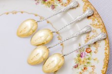 画像3: アンティークシルバー　アンティーク銀器　純銀製(925)　キングスパターン＆ツイスト　ティースプーン4本セット (3)