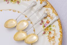 画像2: アンティークシルバー　アンティーク銀器　純銀製(925)　キングスパターン＆ツイスト　ティースプーン4本セット (2)