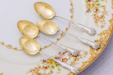 画像1: アンティークシルバー　アンティーク銀器　純銀製(925)　キングスパターン＆ツイスト　ティースプーン4本セット (1)