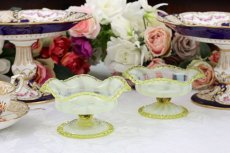 画像1: アンティークグラス　1900年前後　ヴァセリングラス　ペア　ボンボンディッシュ (1)