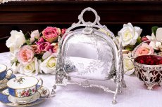 画像1: アンティークシルバー　アンティーク銀器　シルバープレート製　ヴィクトリアン 　蝶と葉模様　ビスケットウォーマー (1)