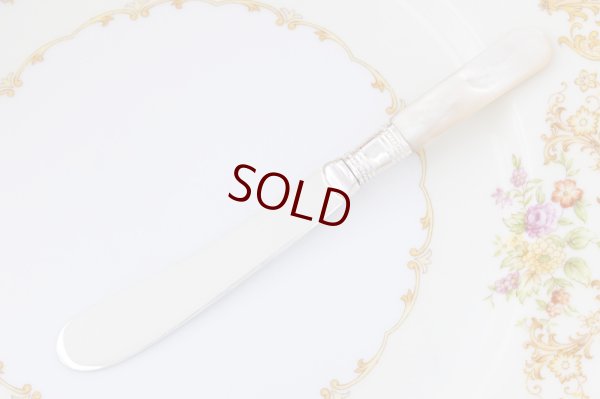 画像5: アンティークシルバー、アンティーク銀器  シルバープレート製 1900年前後 白蝶貝ハンドル　ティーナイフ 6本セット 