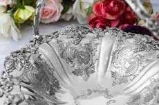 画像3: アンティークシルバー　アンティーク銀器　シルバープレート　ハイヴィクトリアン　葡萄のボーダー　ケーキバスケット (3)