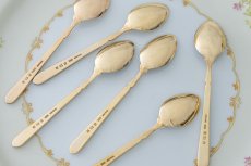 画像7: アンティークシルバー アンティーク銀器 純銀製(925)  ビンテージシルバー 1972年 お花模様のエナメル  金鍍金 コーヒースプーン6本セット (7)