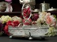 画像8: アンティークシルバー、アンティーク銀器、シルバープレート　花びらのような美しいカットグラス　ダブルジャムディッシュ