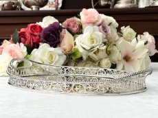 画像7: アンティークシルバー、アンティーク銀器、純銀製(925)  1898年  流れるようなスクロール装飾が見事なギャラリートレイ (7)