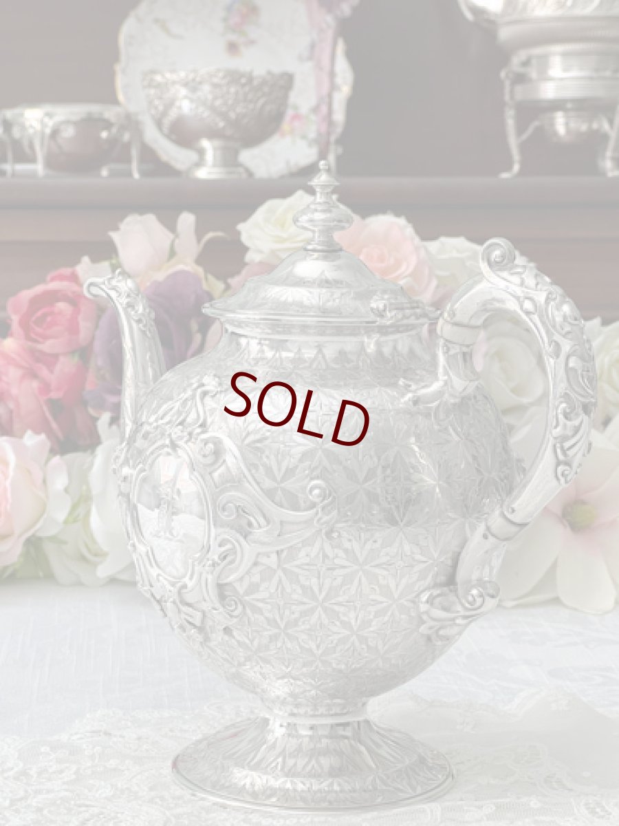 画像4: アンティークシルバー、純銀製（925）1861年 特級 総手彫り彫刻　ティー＆コーヒー4点セット (4)