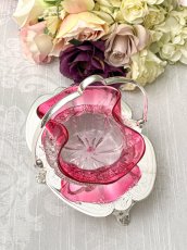 画像3: アンティークシルバー、アンティーク銀器、シルバープレート　ヴィクトリア時代後期　フリル付き グラデクランベリーグラス　ジャムディッシュ (3)