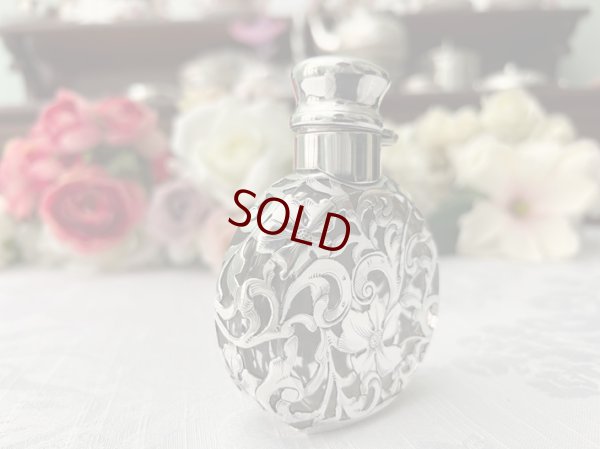 画像4: アンティークシルバー、アンティーク銀器、純銀製（925）1890年前後 アメリカ製 　お花の透かし細工　パフュームボトル