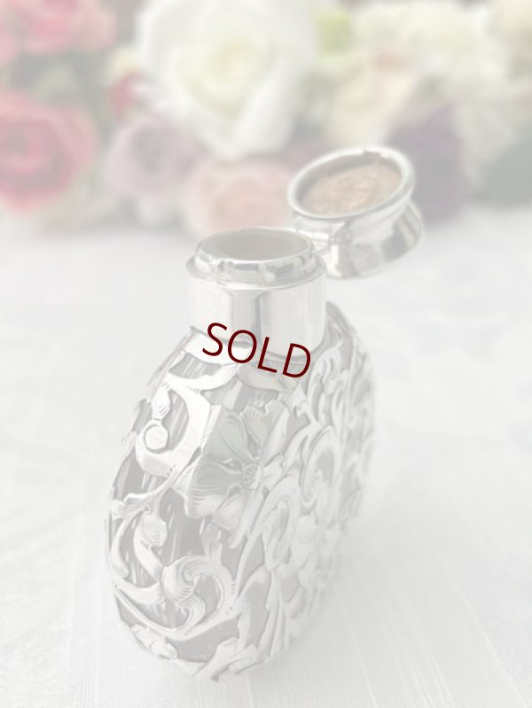 画像6: アンティークシルバー、アンティーク銀器、純銀製（925）1890年前後 アメリカ製 　お花の透かし細工　パフュームボトル