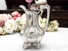 画像16: アンティークシルバー、アンティーク銀器、純銀製（925）1849年 特級   お花の彫刻がエレガントなティー＆コーヒー4点セット (16)