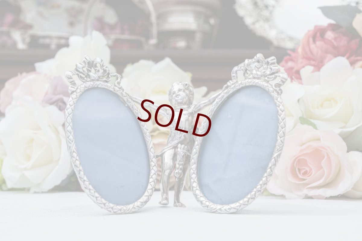 画像2: アンティークシルバー、アンティーク銀器、純銀製（925）リボンとエンジェル　写真立て　 (2)