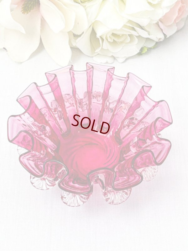 画像5: アンティークシルバー、アンティーク銀器、シルバープレート　ヴィクトリア時代後期　フリル付き　クランベリーグラス　シュガーバスケット/ジャムディッシュ