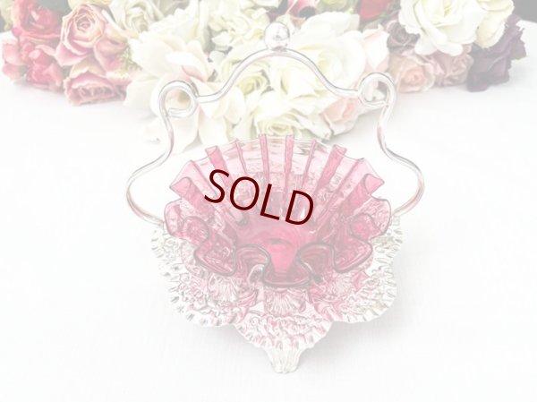 画像3: アンティークシルバー、アンティーク銀器、シルバープレート　ヴィクトリア時代後期　フリル付き　クランベリーグラス　シュガーバスケット/ジャムディッシュ