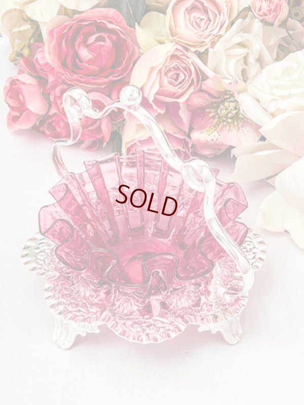 画像7: アンティークシルバー、アンティーク銀器、シルバープレート　ヴィクトリア時代後期　フリル付き　クランベリーグラス　シュガーバスケット/ジャムディッシュ