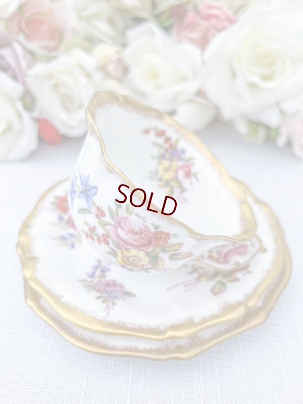 画像3: アンティーク陶磁器 ハマースレイ　ドレスデンスプレイズ　トリオセット　美しいハンドペイント　金彩とフローラルブーケ