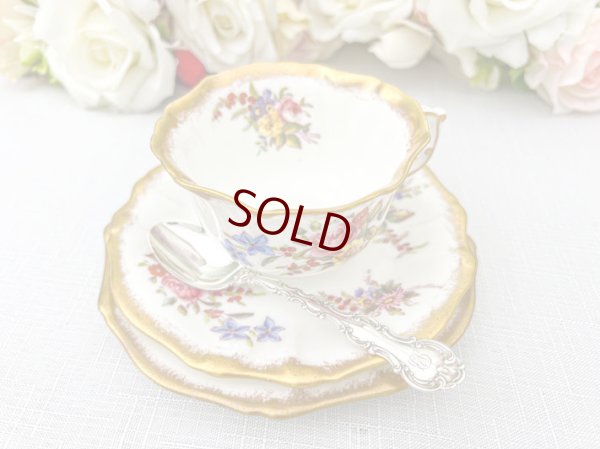 画像15: アンティーク陶磁器 ハマースレイ　ドレスデンスプレイズ　トリオセット　美しいハンドペイント　金彩とフローラルブーケ
