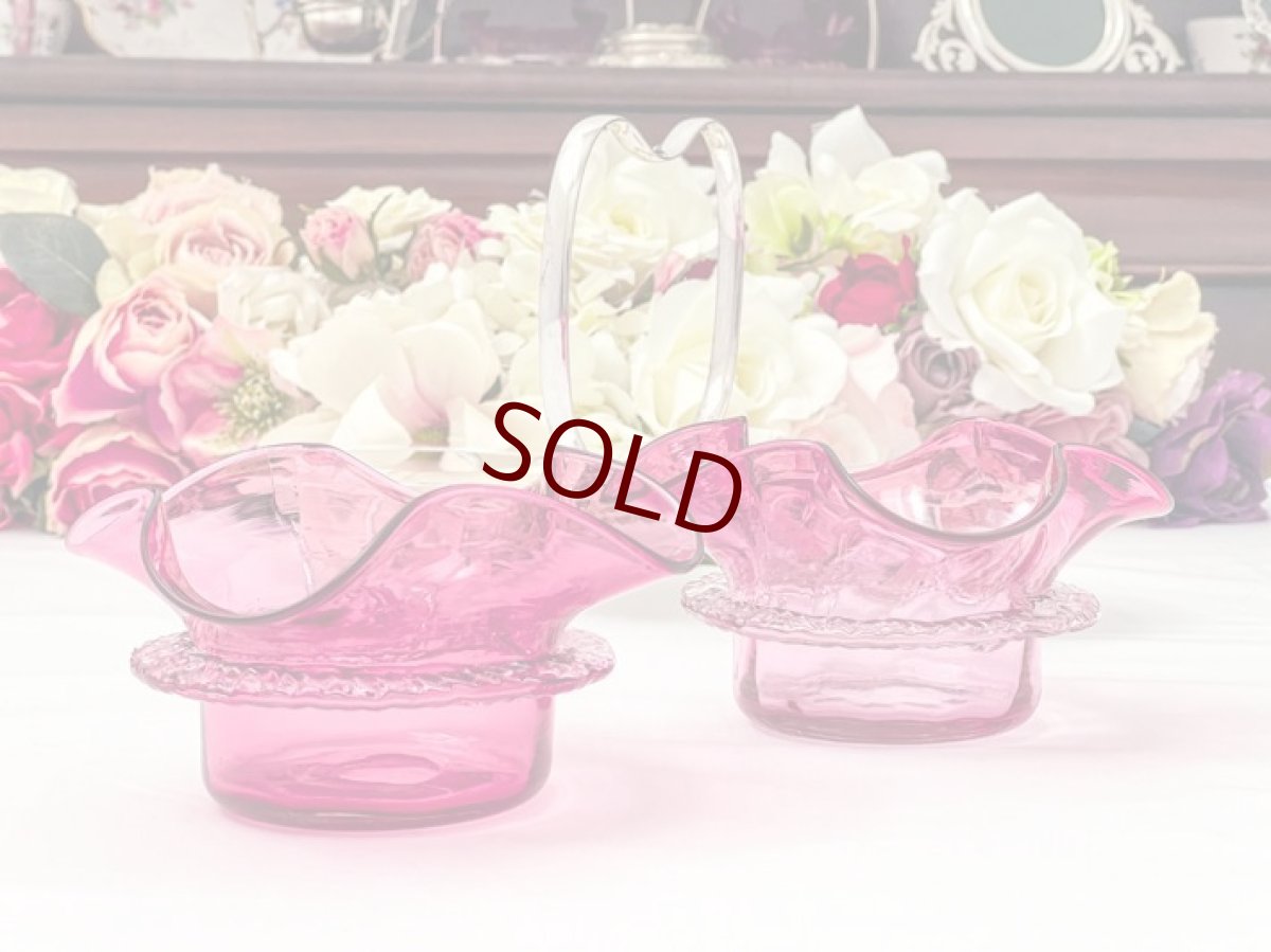 画像6: アンティークシルバー、アンティーク銀器、シルバープレート　花びらのような美しいクランベリーグラス　ダブルジャムディッシュ (6)