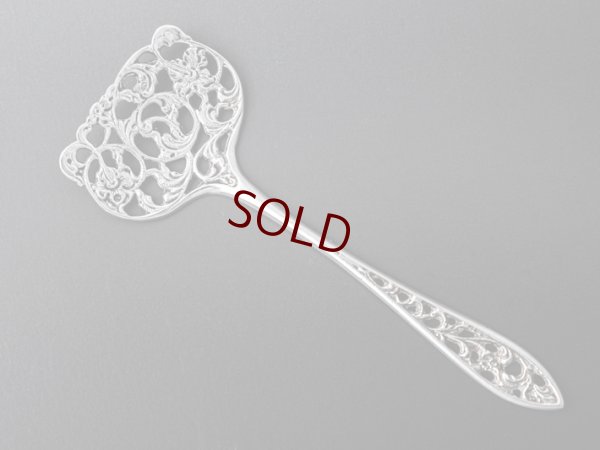 画像3: アンティークシルバー、アンティーク銀器、シルバープレート　お花とスクロールのハンドカット透かし細工　ミニサーバー