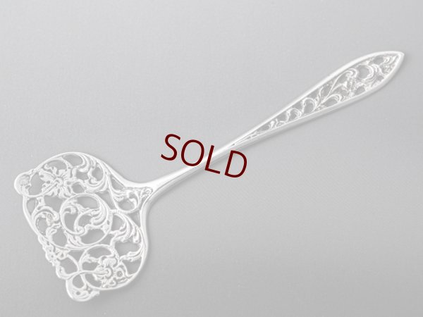 画像2: アンティークシルバー、アンティーク銀器、シルバープレート　お花とスクロールのハンドカット透かし細工　ミニサーバー