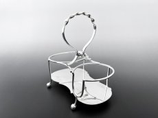 画像4: アンティークシルバー、アンティーク銀器、ストロベリー＆クリーム用　シルバープレートスタンド付き　グラス製ハンドカット＆ハンドペイント　クリームジャグ&シュガーポットセット (4)