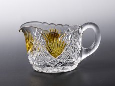 画像6: アンティークシルバー、アンティーク銀器、ストロベリー＆クリーム用　シルバープレートスタンド付き　グラス製ハンドカット＆ハンドペイント　クリームジャグ&シュガーポットセット (6)