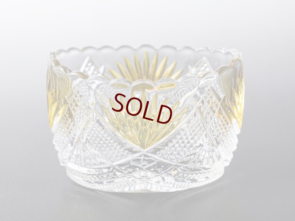 画像5: アンティークシルバー、アンティーク銀器、ストロベリー＆クリーム用　シルバープレートスタンド付き　グラス製ハンドカット＆ハンドペイント　クリームジャグ&シュガーポットセット (5)