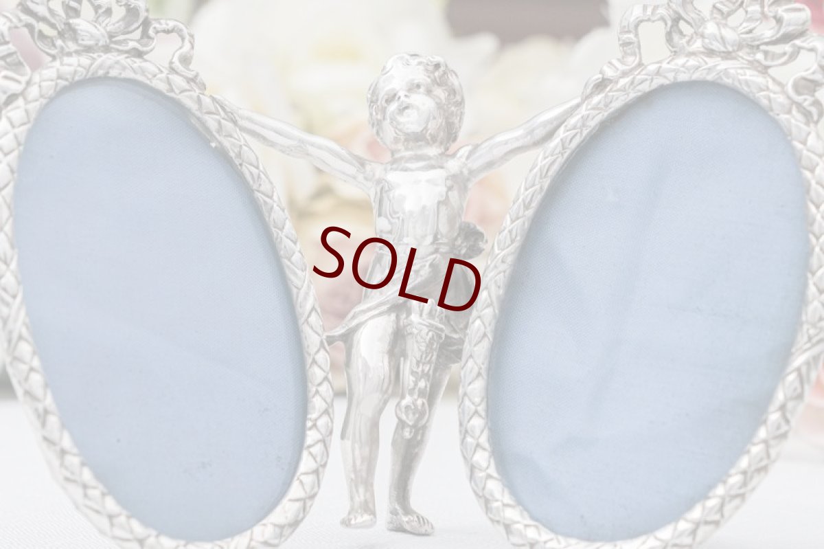 画像3: アンティークシルバー、アンティーク銀器、純銀製（925）リボンとエンジェル　写真立て　 (3)