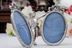 画像6: アンティークシルバー、アンティーク銀器、純銀製（925）リボンとエンジェル　写真立て　 (6)